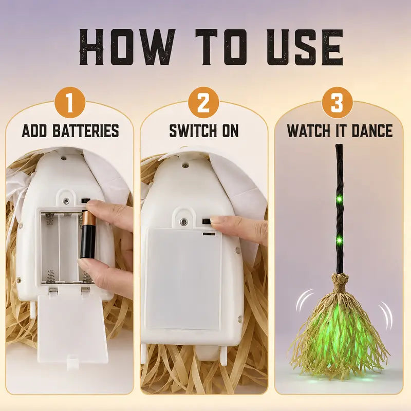 Animated Halloween Witch Broom