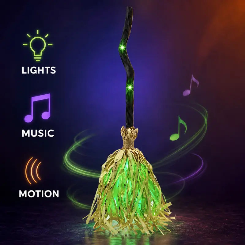 Animated Halloween Witch Broom