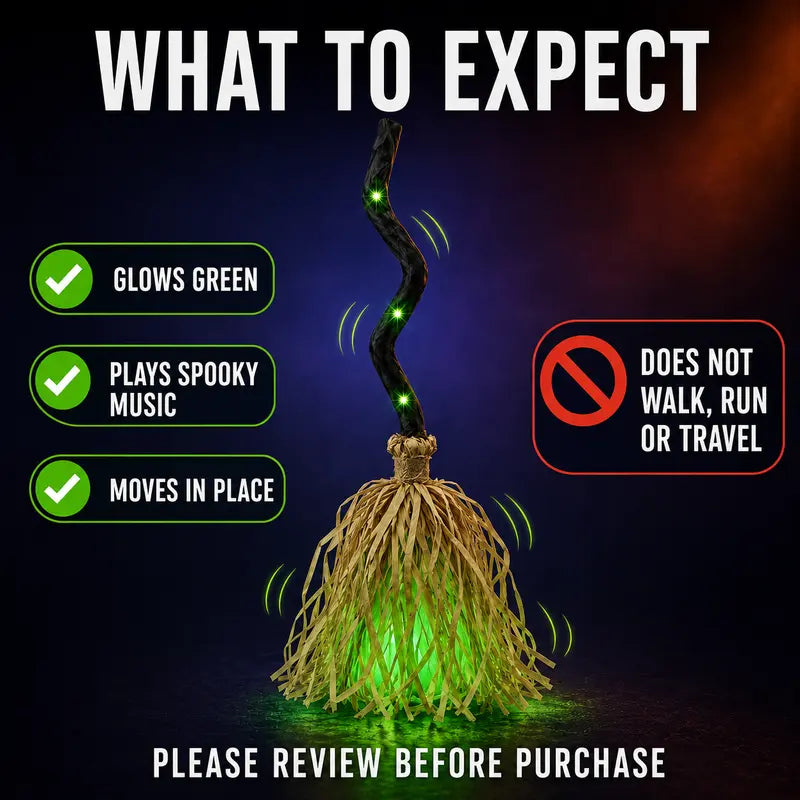 Animated Halloween Witch Broom